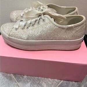 Kate Spade Cream Glitter Sneakers